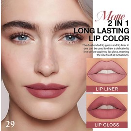evpct Set De Maquillaje Para Mujer: Delineador De Labios Mate Y Labial Líquido Antique Rose(1 Unidad). Labial Mate De Larga Duración, A Prueba De Manchas, Color Rosa Nude. Duración: 24 Horas. Original