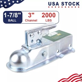 Trek Power New Trailer Coupler 1-7/8" Ball 3" Width 2000 LBS, Straight Trailer Coupler USA