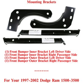 US AUTO PARTS PLUS New Front Inner & Outer Bumper Mounting Bracket Steel Right & Left Side Direct Replacement For Dodge Ram 1500 1997-2001/2500 3500 1997-2002 CH1067111 CH1067108 CH1066111 CH1066108