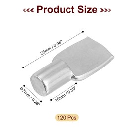 sourcing map 120Pcs Spoon Shaped Shelf Support Pegs Holder, 7mm Metal Nickel Plated Shelf Pins for Bookshelf Wardrobe Closet Cupboard Bookcase Pantry Shelving, Silver