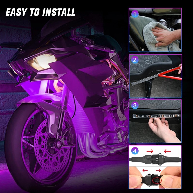 Nilight 12PCS Motorcycle RGB Led Light Kit Waterproof Underbody Light