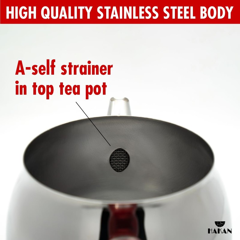 Hakan Stainless Steel Double Bondy Tea Pot Set with Self