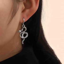 TseenYi Punk Crystal Snake Dangle Earrings Gold CZ Snake Hoop Earrings Vintage Rhinestone Snake Huggie Earrings Hollow Snake Huggie Drop Earrings Jewellery for Women and Girls Gifts, Crystal