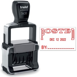Trodat 5430 Professional Self-Inking Date Stamp with Posted - Red Ink