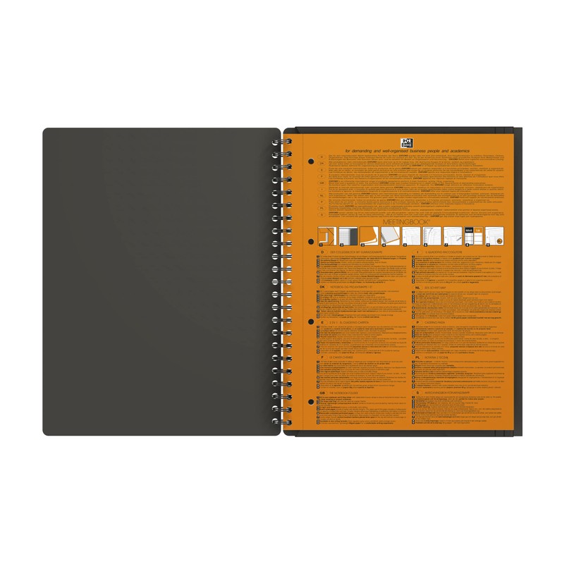 Oxford Meetingbook International A4, kariert, 160 Seiten, mit Gummizugmappe und