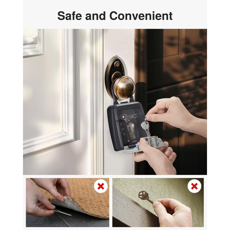 Puroma Large Key Lockbox with Hook, Resettable Combination Code Lock