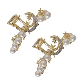 FRCOLOR 2pcs Elegant Pearl Hair Clips for Women Geometric Claw Clips Durable Hair Accessories for Stylish Design for All Occasions