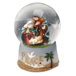 the Healing Corner Christmas Snowball Nativity set Holy Family Waterball Nativity Scene with PEACE
