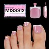 Misssix French Tip Press on Toe Nails, French Square Toe
