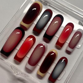 RED TONES James Turrell inspired hues aura press on nails - Color: Custom Size ( Inbox Shop), size: Extra Long Coffin