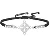 TEAMER Beads Charm Wax Rope Witches Knot Bracelet Stainless Steel