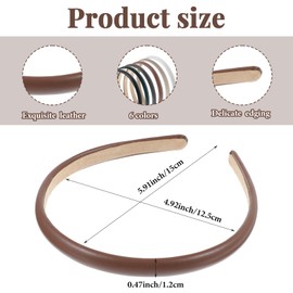 Sorcristy Headbands for Women Non Slip Thin Leather, Trendy Valentine's Day Cute Headbands for Girls，Simple Solid Color Soft PU Hair Bands，Fashion Women Hair Accessories(6 PCS)