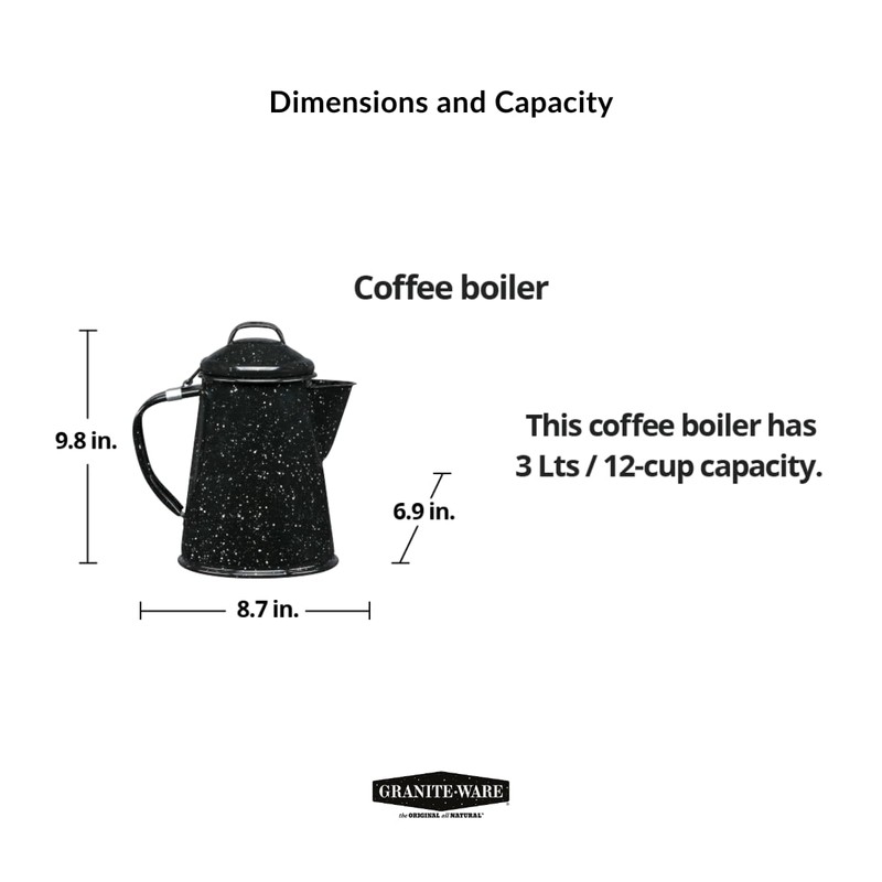 Granite Ware Coffee Boiler, 3-Quart - Stovetop or Campfire Coffee