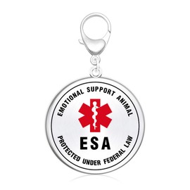 Emotional Support Animal Dog ID Tag 1.25 inch- Hard Enamel Both Side Engraved Protected Under Federal Law with Medical Alert Symbol- Easily Attach to ESA Dog Collar, Harness or Vest Strap