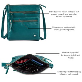Wise Owl Accessories Real Leather Small Crossbody Handbags & Purses for Women -Premium Crossover Over the Shoulder Bag (Emerald Green Nappa)