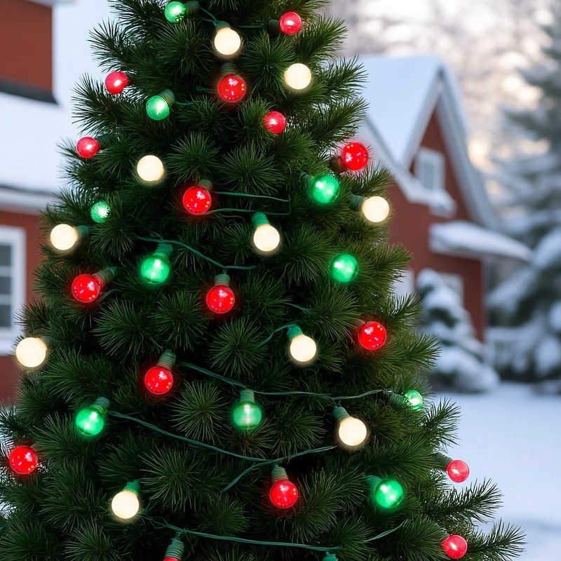 100 LED 50Ft Globe Christmas Lights Outdoor, Round G30 Christmas