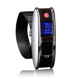 TUMI Scale - Portable, Handheld Digital Luggage Scale - Suitcase Scale Weighs Pounds & Kilograms - Holds up to 100 Lb - Gun Metal/Black