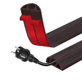 Floor Cord Cover for Wires on Floor Self Adhesive Cord Hider Floor Cable Management Wire Covers for Cords Protector Prevent Cable Trips Cord Cavity W 0.32" x H 0.32", Black Walnut, 10Ft