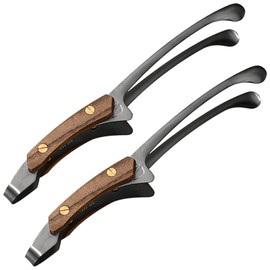 ziyue Yakiniku Tongs, Wooden Handle, Stainless Steel, Yakiniku, Barbecue, Fried Food, BBQ, BBQ Tongs, Pasta, Camping, Outdoors, Total Length 9.8 inches (25 cm) (B-2 Piece Set - Black)