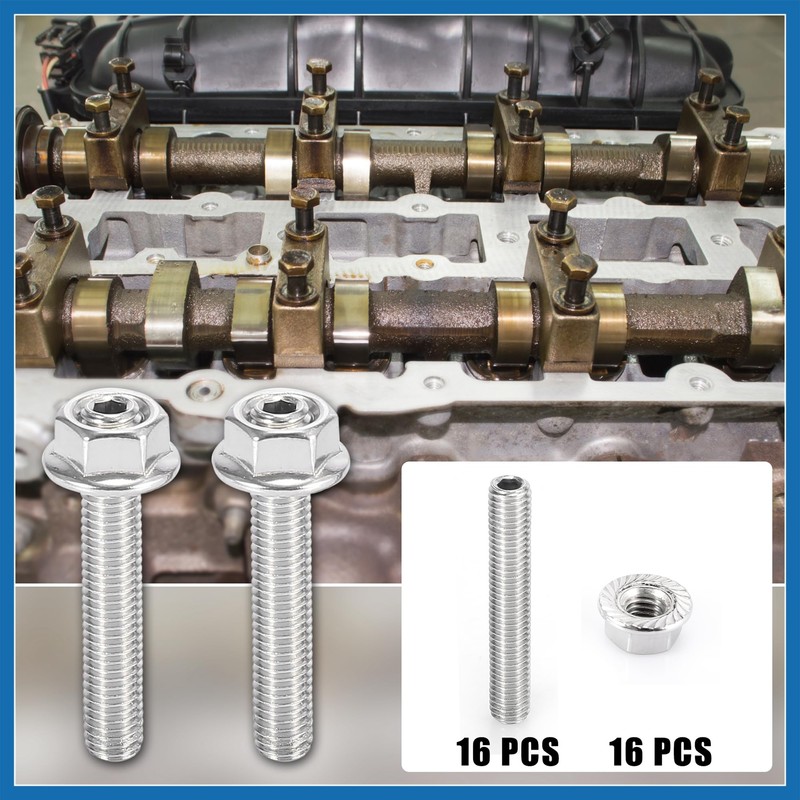 A ABSOPRO 16pcs Stainless Steel Exhaust Manifold Bolt Stud Hardware
