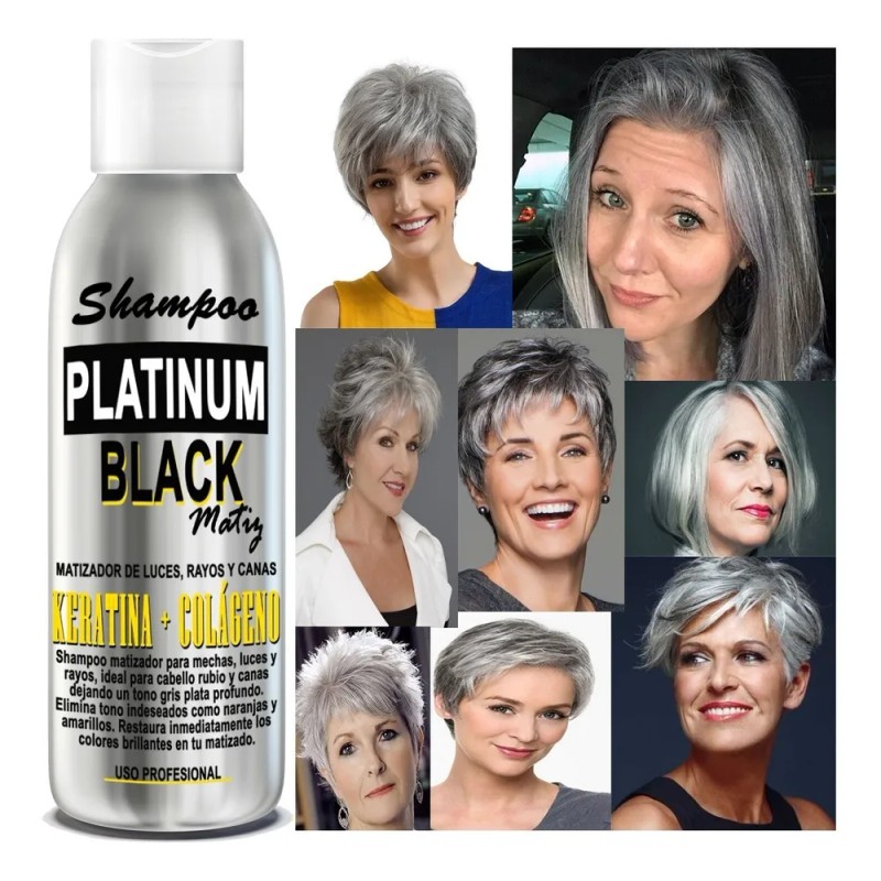 Shampoo Matizador De Canas Gris Plata 250ml Platinum Black