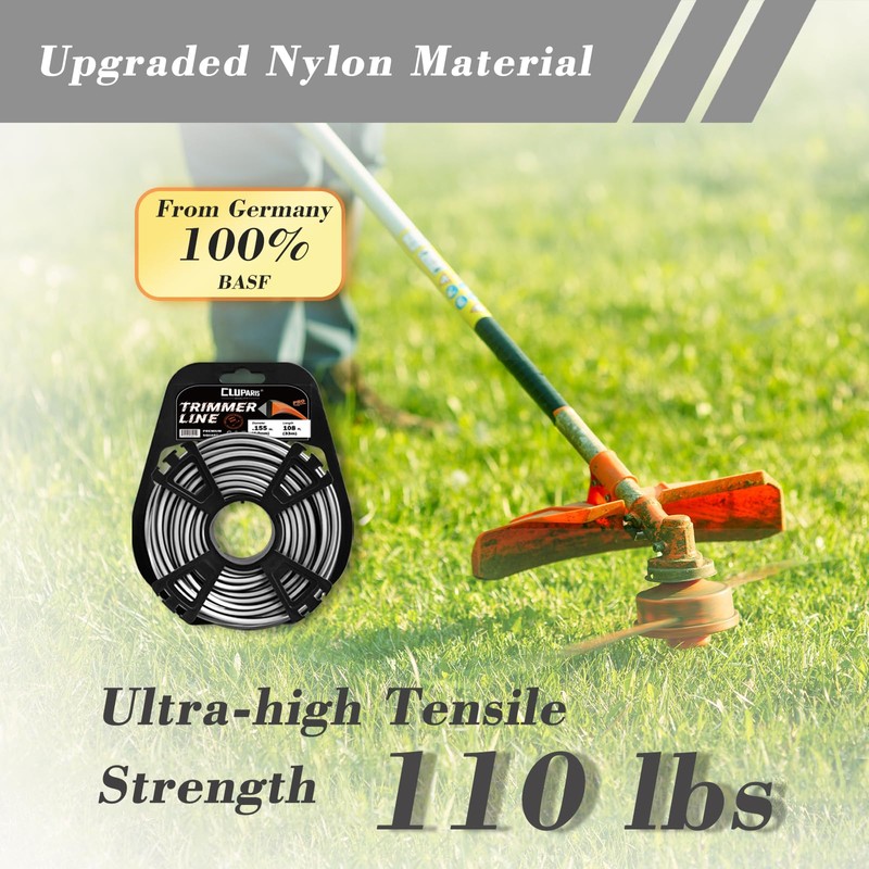 Cluparis 108-Feet Super Heavy Duty Trimmer Line .155-Inch-by-1-Pound Square Pro