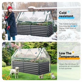 Quictent Raised Garden Bed Galvanized Raised Beds for Gardening Vegetables with Cover 6x3x2 ft Tall Metal Planter Box Outdoor Use (Clear)
