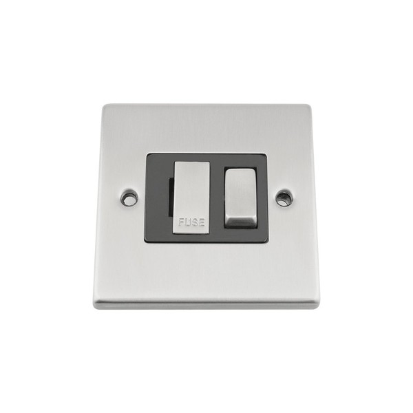 Switched Fused Spur Switch - Satin Chrome - Square -
