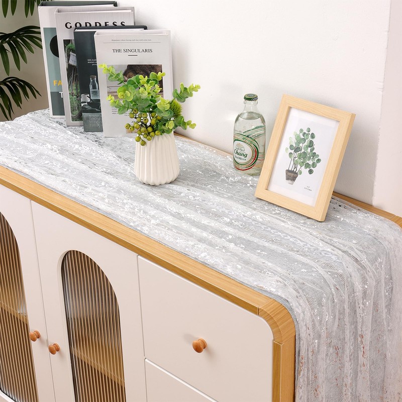 LOMOHOO 2 x Silver Table Runners, 70 x 300 cm
