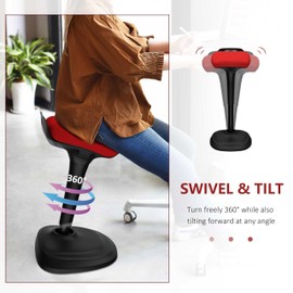 Ortello Home Bar Stool Swivel Barstool, Adjustable 25-35 inch Airlift Counter Height Chair for Kitchen Dining Room (Red)