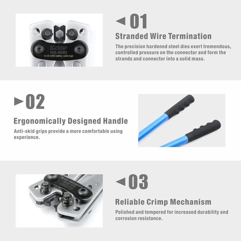 iCrimp Battery Terminal Crimper for Heavy Duty Copper Wire Lugs,Battery