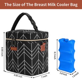 Mancro Breastmilk Cooler Bag, Insulated with Ice Pack, Fits 6 Baby Bottles Up to 9 Oz with On-The-Go Strap, Perfect for Nursing Moms and Daycare, Black Wave