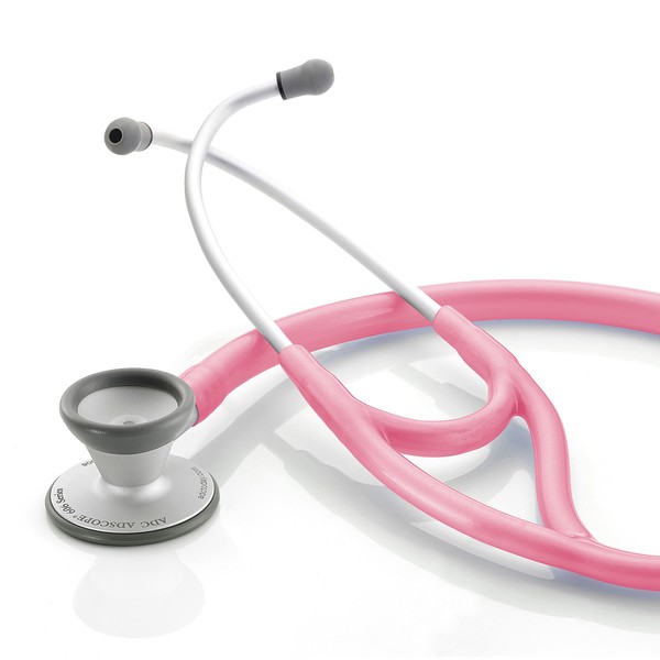 ADC Adscope 606 Ultra Lightweight Cardiology Stethoscope with Tunable AFD Technology, Lifetime Warranty, Breast Cancer Awareness Metallic Pink