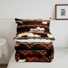 Erosebridal Cowhide Quilt Brown Highland Cow Print Queen Comforter Set,Western