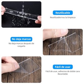 Nano cinta adhesiva reutilizable 5M, KIPERLINE nano cinta adhesiva de doble cara antideslizante, lavable y que no deja marcas, para paredes, cocinas, alfombras, fijación de fotos, etc.