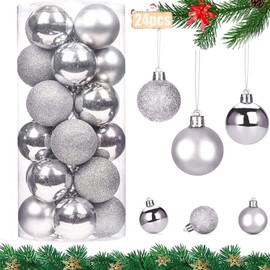 Plastic Christmas Baubles, 24-Piece Christmas Tree Baubles, 4 cm Christmas Baubles, Blue, Sparkling Christmas Tree Baubles, Unbreakable Christmas Tree Baubles, Christmas Tree Decoration, Christmas