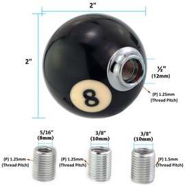 Thruifo Black 8 Billiard Style Shift Stick Knob, Ball Shape Car Gear Shifter Handle Fit Most Manual Automatic Transmissions