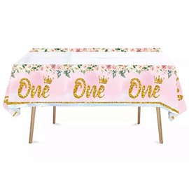 Love Balloons Bedfordshire First Birthday party Pink Plastic Disposable tablecloth 108x180cm