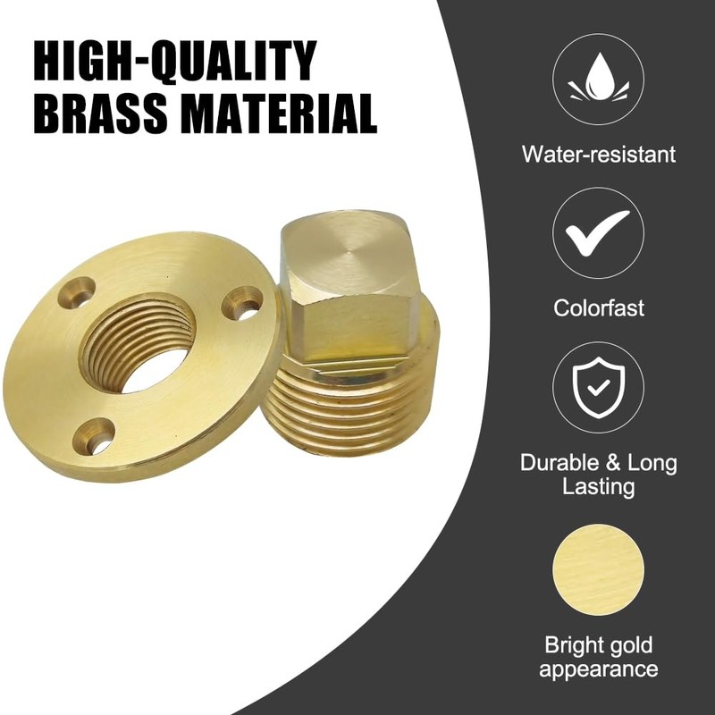 MiOYOOW 2-Piece Solid Drain Plug Set, Brass Drain Marine Boat