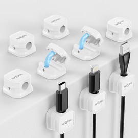 [9 Pack] Magnetic Cable Clips,Easy to Adjust Cables or Wires,Enhanced Adhesive Wire Holder Keeper Organizer,Desk Cable Management, NIRXUBLA Cable clips for office,car,kitchen,workspace,Bedroom (White)