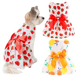 2 PCS Dog Dresses Small Dogs Clothes Girls Outfit for Pets Puppy Dresses Floral Summer Cute Female Cat Dress(Medium)
