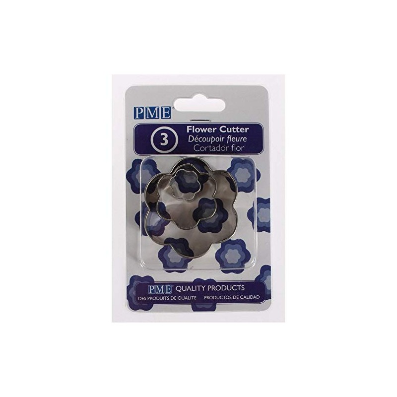 PME Stainless Steel Flower Cutters, Set of 3,Silver,6 x 1.2