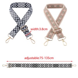 Aatpuss Pack of 2 Bag Straps for 75-135 cm Shoulder Strap, Adjustable with Carabiner Bag Strap, Black, Brown Shoulder Strap for Bags and Handbags, DIY Accessories