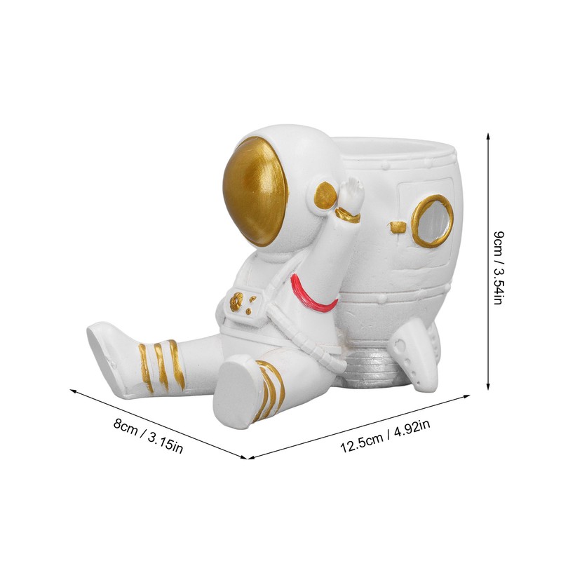 Astronaut Pencil Pen Cup Synthetic Resin Spaceman Figurine Desk Pen