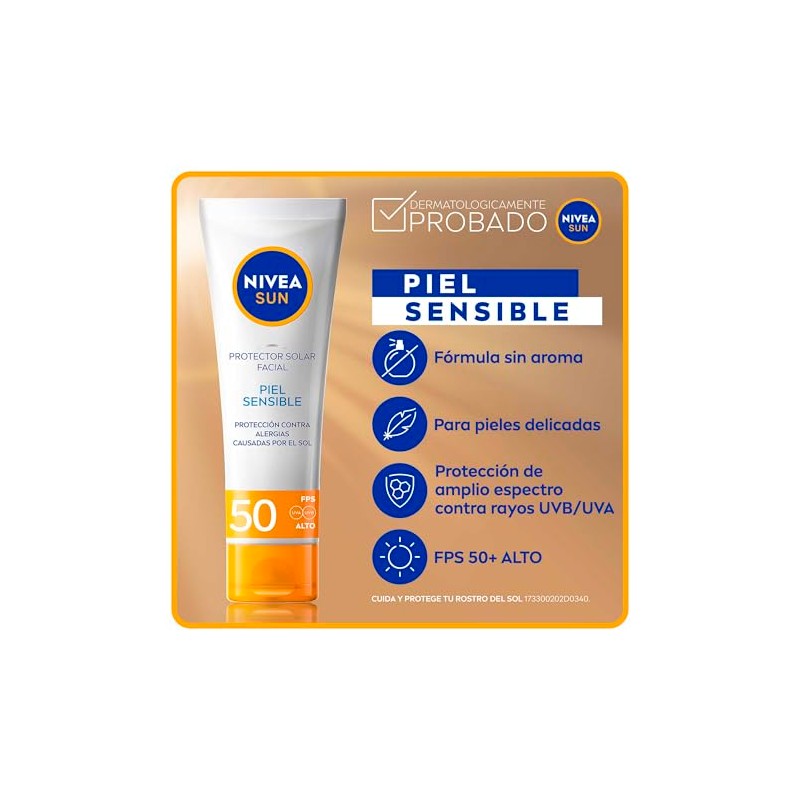 NIVEA SUN Protector Solar Facial para Piel Sensible FPS50+