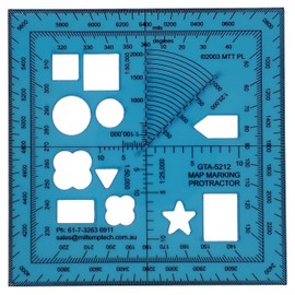 Military Map Protractor & Symbology Stencil — GTA 05-02-012 with Warfighting Icons | Degrees & Mils | 1:25,000–1:100,000 | Made in Australia