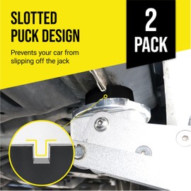 Mission Automotive 2-Pack of Rubber Jack Pads (Slotted Pucks) - Universal, Standard-Size Adapter - Frame Rail Protector Puck/Pad Keeps Pinch Weld, Paint and Metal Safe