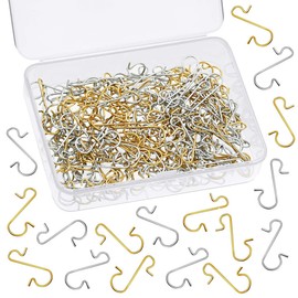 Christmas Ornaments Hooks, 100 PCS Stainless Steel Gold & Silver S Shaped Hooks for Christmas Decoration (1.18 inch/ 30 mm)