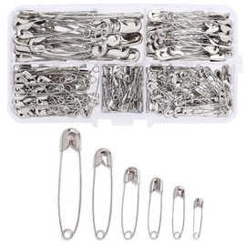 HappyHome 220pcs Silver Safety Pins 6 Sizes 22mm 28mm 32mm 38mm 45mm 55mm Craft Handmade Accessory Parts