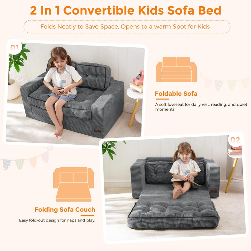 MAXYOYO Convertible Sofa Bed for Boys and Girls, Floor Kids